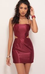 Picture Cutout Satin Dress in Merlot. Source: https://media-img.lucyinthesky.com/data/Oct19_2/150xAUTO/781A6922.JPG