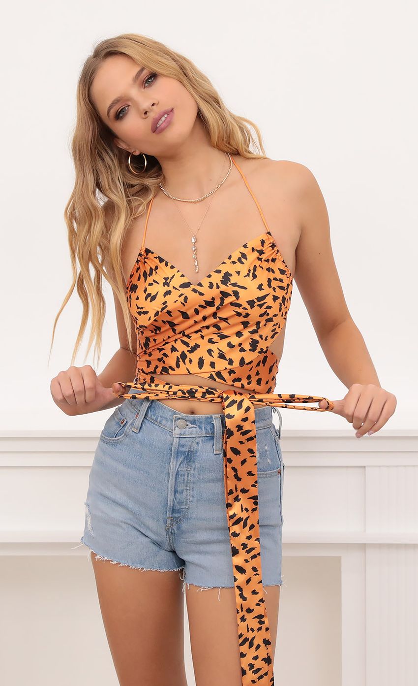 Picture Leopard Satin Bow Tie Top In Orange. Source: https://media-img.lucyinthesky.com/data/Oct20_1/850xAUTO/1V9A2862.JPG
