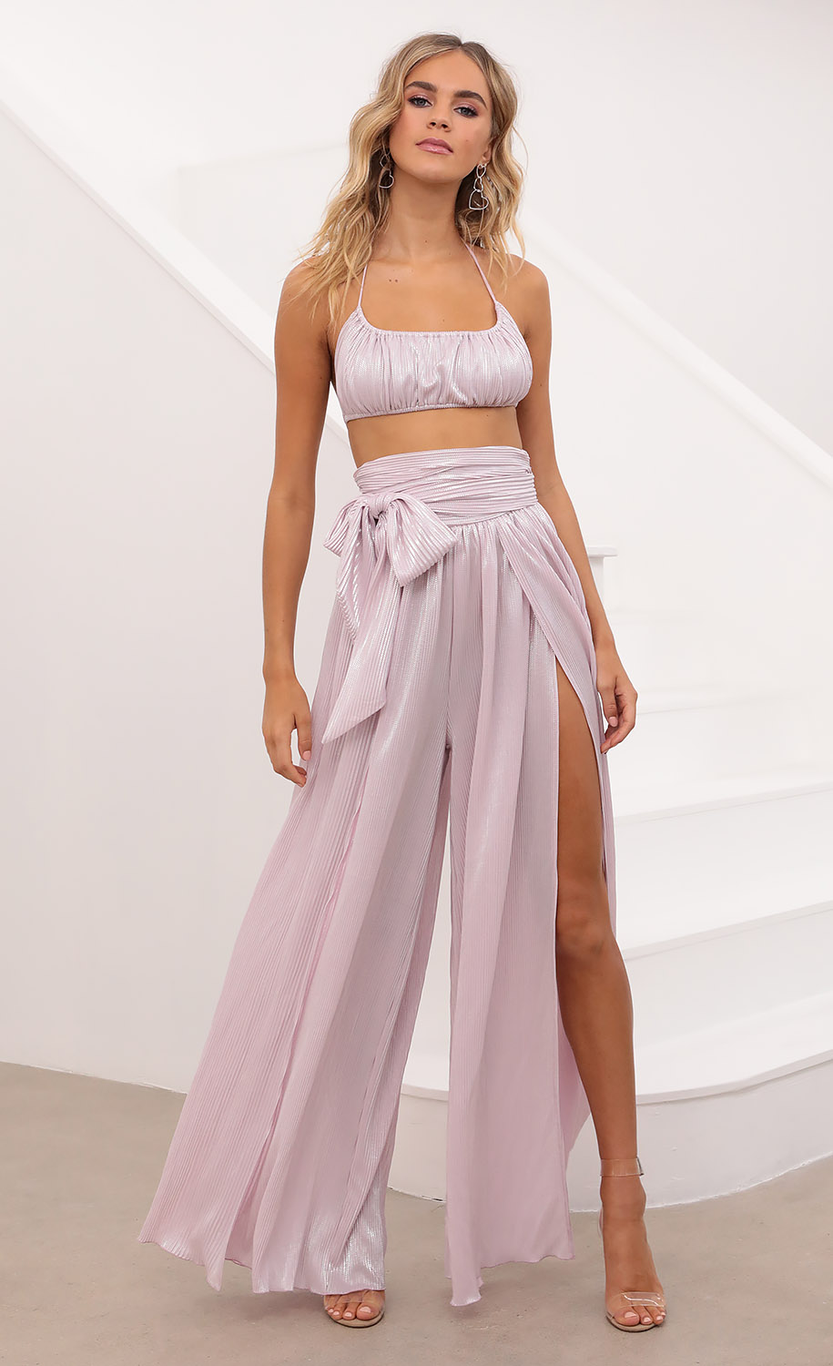 Shimmer Two Piece Set in Pink
