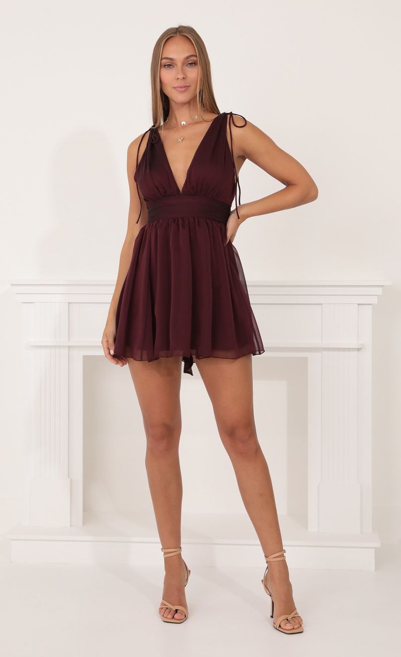 Chiffon Dress in Burgundy | LUCY IN THE SKY