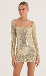 Picture Iridescent Sequin Mesh Dress in Nude. Source: https://media-img.lucyinthesky.com/data/Oct22/150xAUTO/0d118054-647a-4284-aa5b-a1053628a5e2.jpg