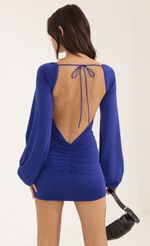 Picture Satin Open Back Long Sleeve Dress in Blue. Source: https://media-img.lucyinthesky.com/data/Oct22/150xAUTO/3f58144f-fb75-4290-b957-95558130dfd8.jpg
