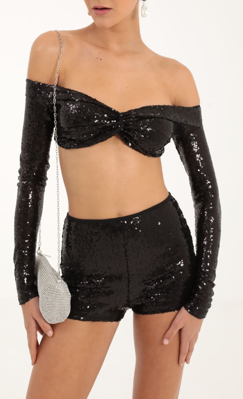 Sequin Two Piece Set in Black | LUCY IN THE SKY
