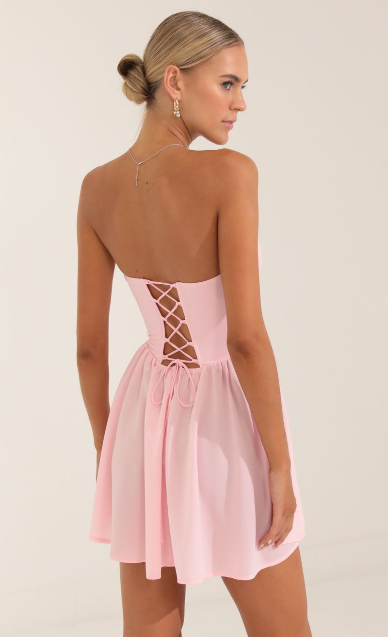 Pink Corset Strapless Skater Dress