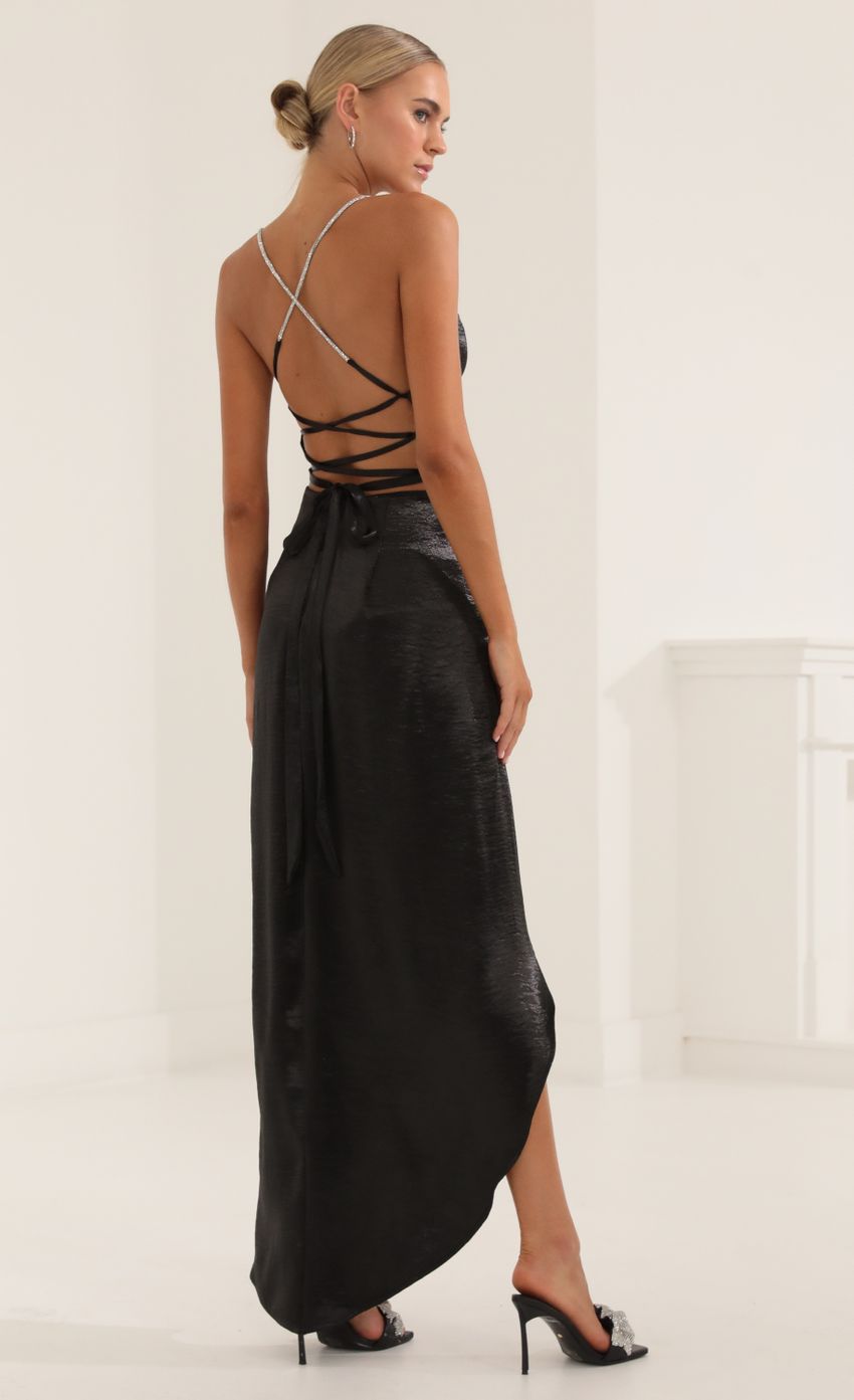 Picture Satin Luxe Rhinestone Strap Maxi Dress in Black. Source: https://media-img.lucyinthesky.com/data/Oct22/850xAUTO/08d4da64-af63-4c1a-856b-18230c9a5ffd.jpg