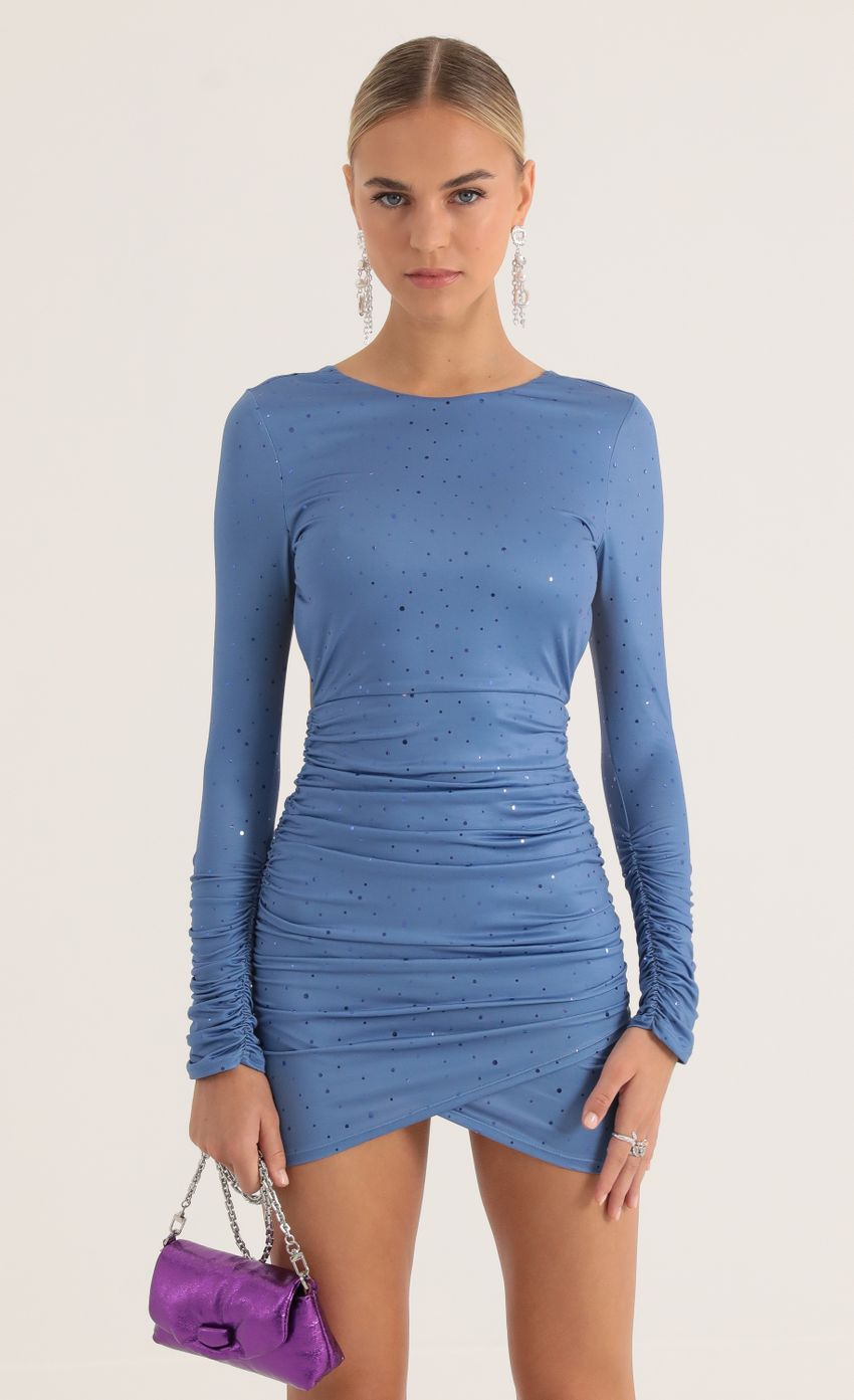 Picture Josie Twinkling Open Back Dress in Blue. Source: https://media-img.lucyinthesky.com/data/Oct22/850xAUTO/1cf81745-1a2a-46f1-a6fb-94ef1755a4a0.jpg