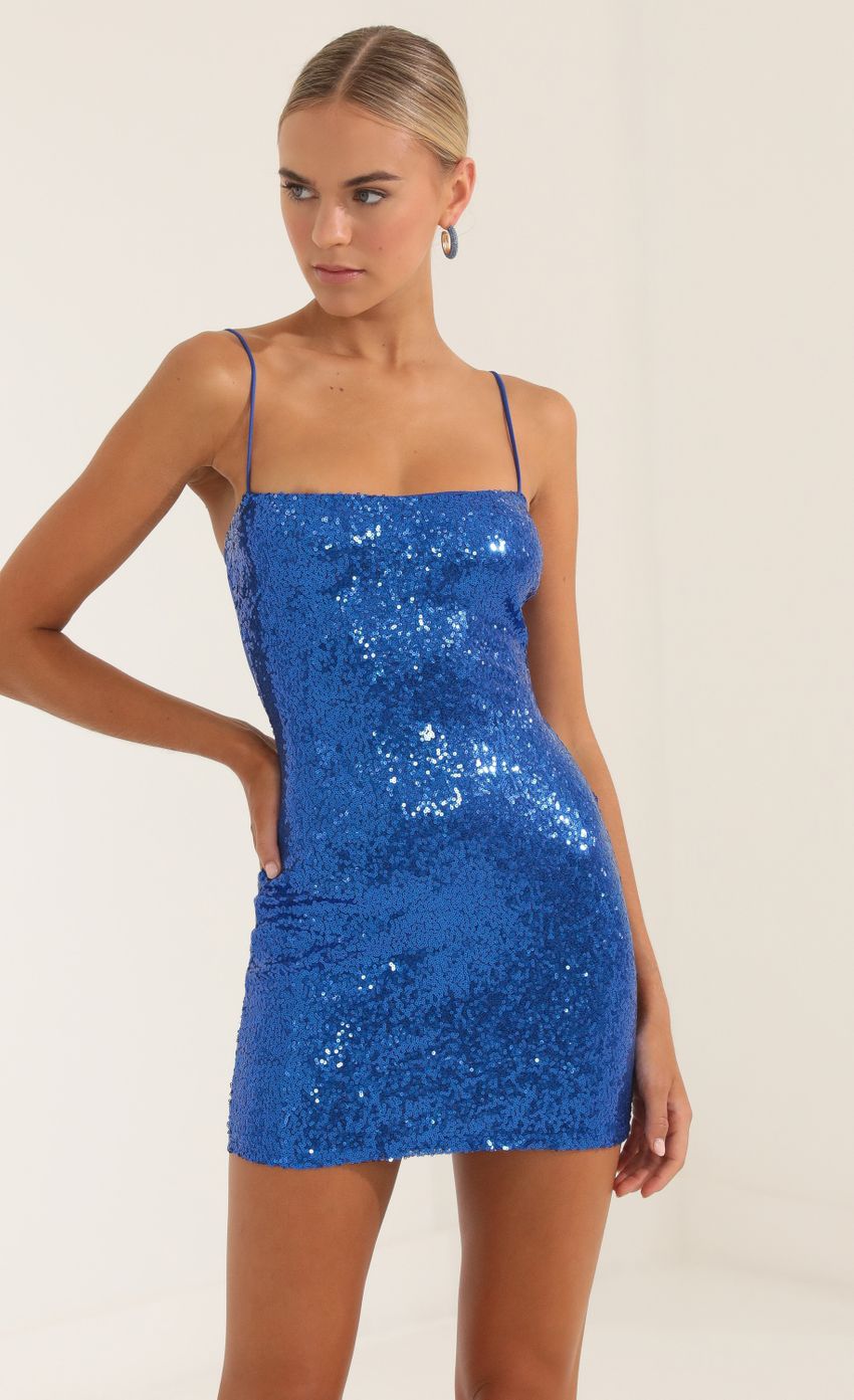Picture Sequin Open Back Bodycon Dress in Blue. Source: https://media-img.lucyinthesky.com/data/Oct22/850xAUTO/3051f97d-5857-4adf-b12c-c66285ca071d.jpg