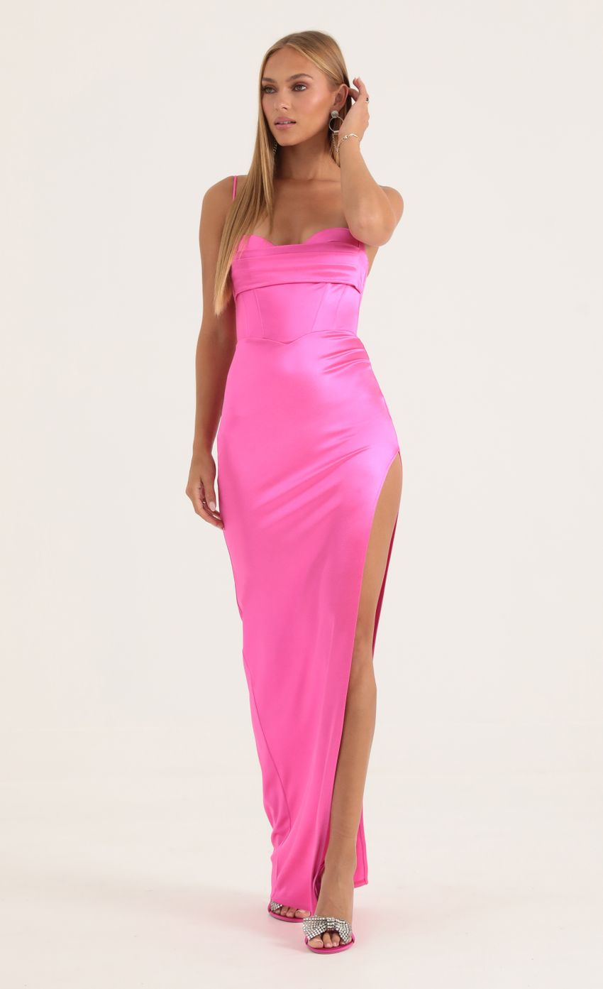 Picture Satin Corset Maxi Dress in Pink. Source: https://media-img.lucyinthesky.com/data/Oct22/850xAUTO/351c2740-3d83-4427-9a83-ae833405eaf0.jpg