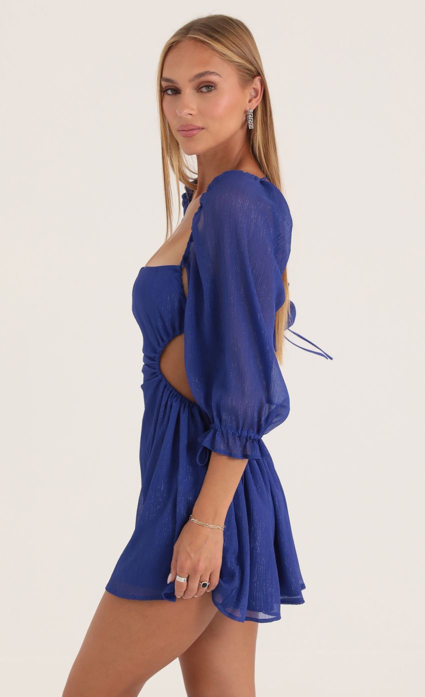 Picture Shimmer Chiffon Open Back Dress in Blue. Source: https://media-img.lucyinthesky.com/data/Oct22/850xAUTO/3555c81d-04ca-4b0a-b964-d71987578dac.jpg
