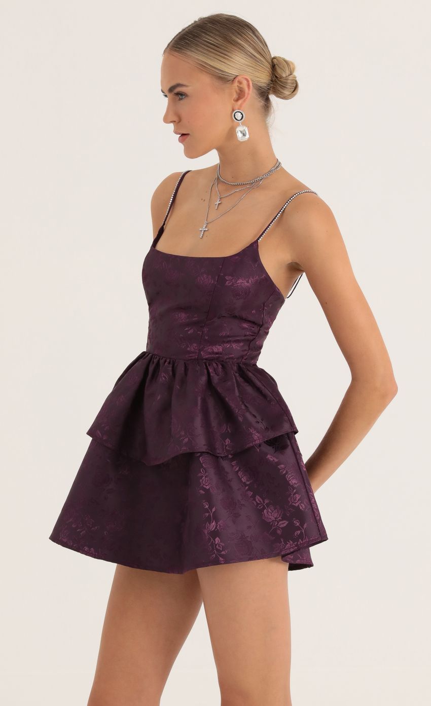 Picture Floral Jacquard Ruffle Dress in Purple. Source: https://media-img.lucyinthesky.com/data/Oct22/850xAUTO/41a08e8d-99b1-433d-8d2b-cc52d63b598b.jpg