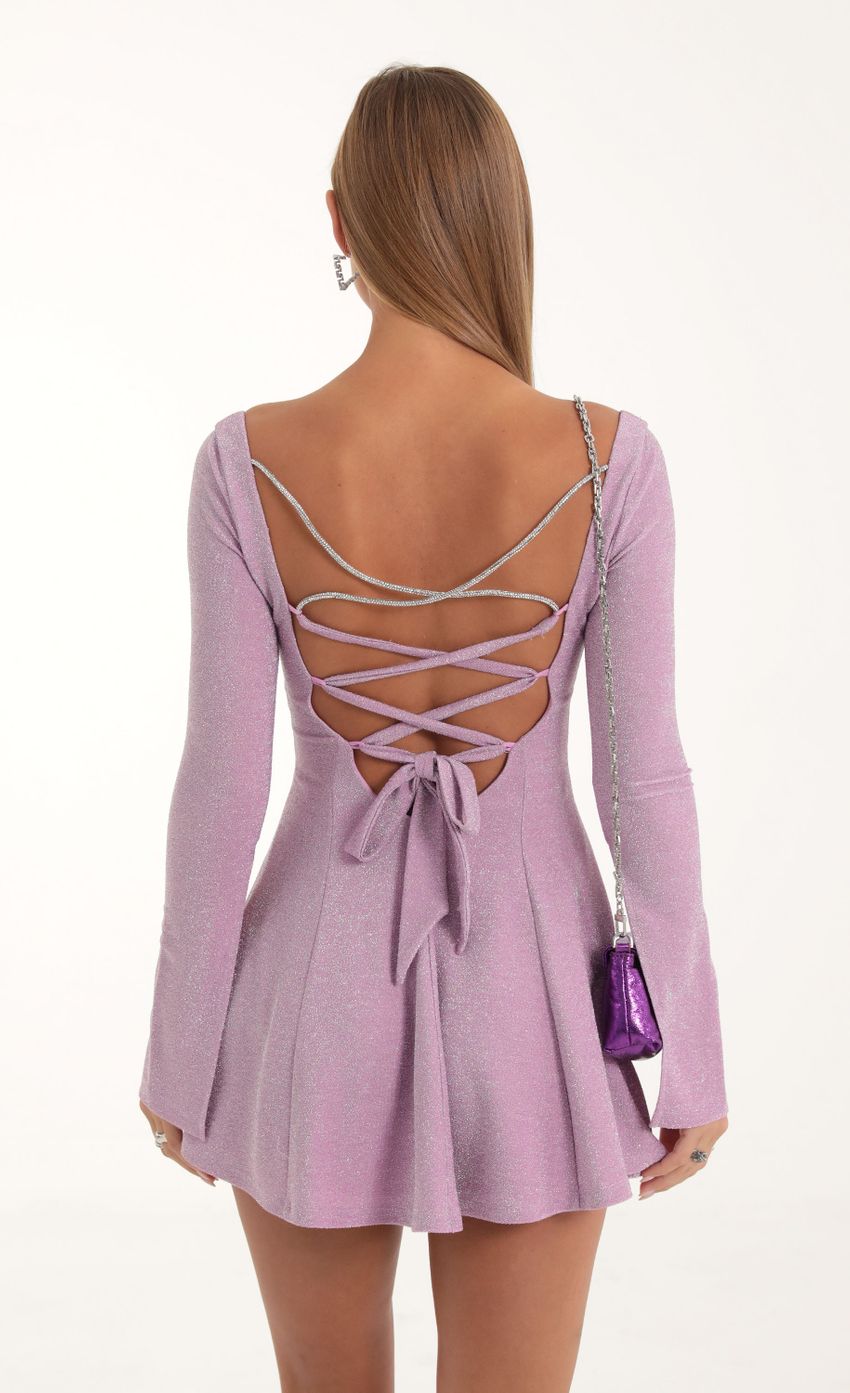 Picture Metallic Knit Rhinestone Flare Dress in Purple. Source: https://media-img.lucyinthesky.com/data/Oct22/850xAUTO/482a34b8-121d-45ca-8618-09dc4a83aaed.jpg