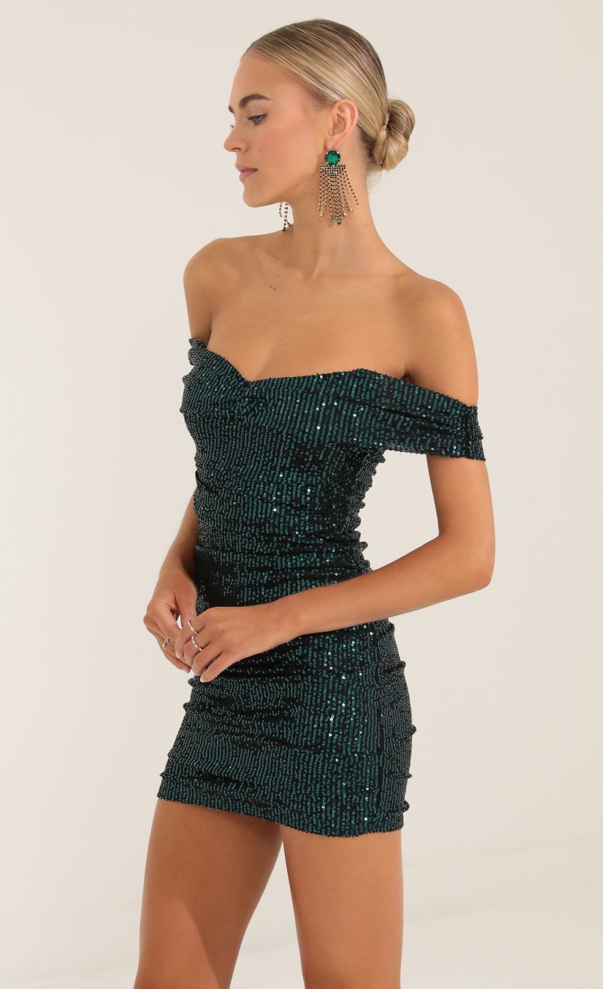 Picture Mesh Sequin Corset Dress in Green. Source: https://media-img.lucyinthesky.com/data/Oct22/850xAUTO/49f0d506-f2e4-4a29-a17e-2931a05580b2.jpg