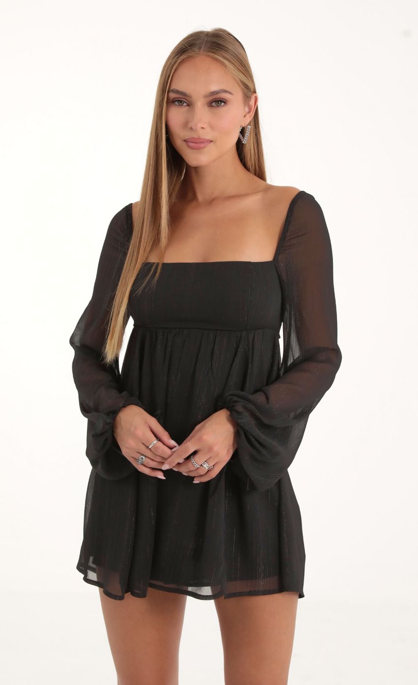 Picture Striped Long Sleeve Baby Doll Dress in Black. Source: https://media-img.lucyinthesky.com/data/Oct22/850xAUTO/5cb3aacb-44ac-48b5-b147-d0f963f17a87.jpg