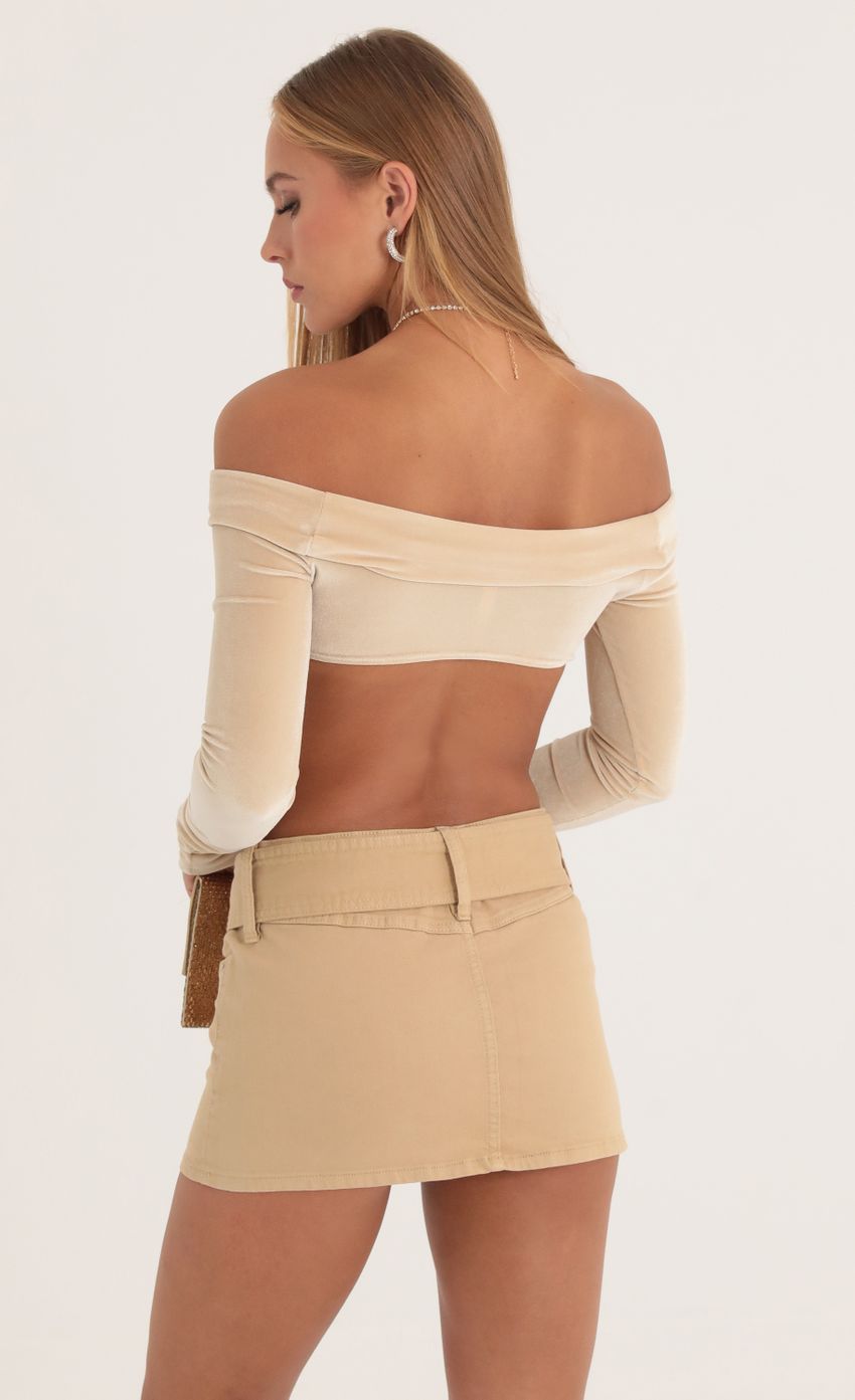 Picture Velvet Off The Shoulder Top in Nude. Source: https://media-img.lucyinthesky.com/data/Oct22/850xAUTO/7b317c83-df0d-4a5d-a6ac-1d60f43bda12.jpg