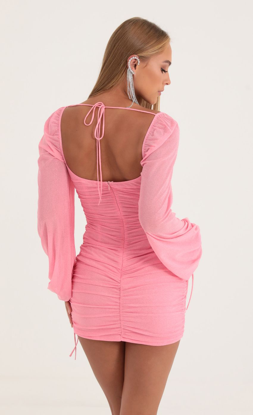 Picture Glitter Deep V Shimmer Dress in Pink. Source: https://media-img.lucyinthesky.com/data/Oct22/850xAUTO/888d2e06-e4e9-4a98-8bb9-e6c73e12a96b.jpg