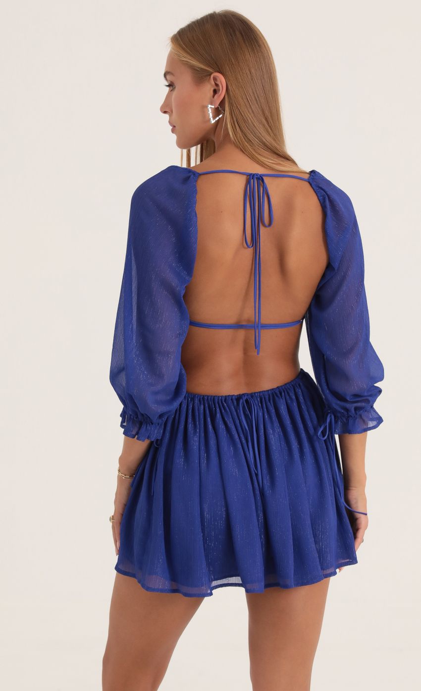 Picture Shimmer Chiffon Open Back Dress in Blue. Source: https://media-img.lucyinthesky.com/data/Oct22/850xAUTO/96e0ed1c-e4c7-47e0-aecc-41ab9450c5b4.jpg