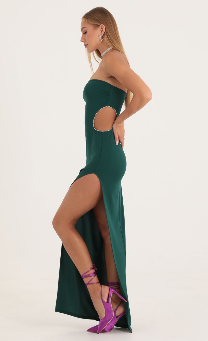 Picture Rhinestone Cutout Maxi Dress in Green. Source: https://media-img.lucyinthesky.com/data/Oct22/850xAUTO/9d231fc8-6617-4717-95e0-c08ca65bcc63.jpg