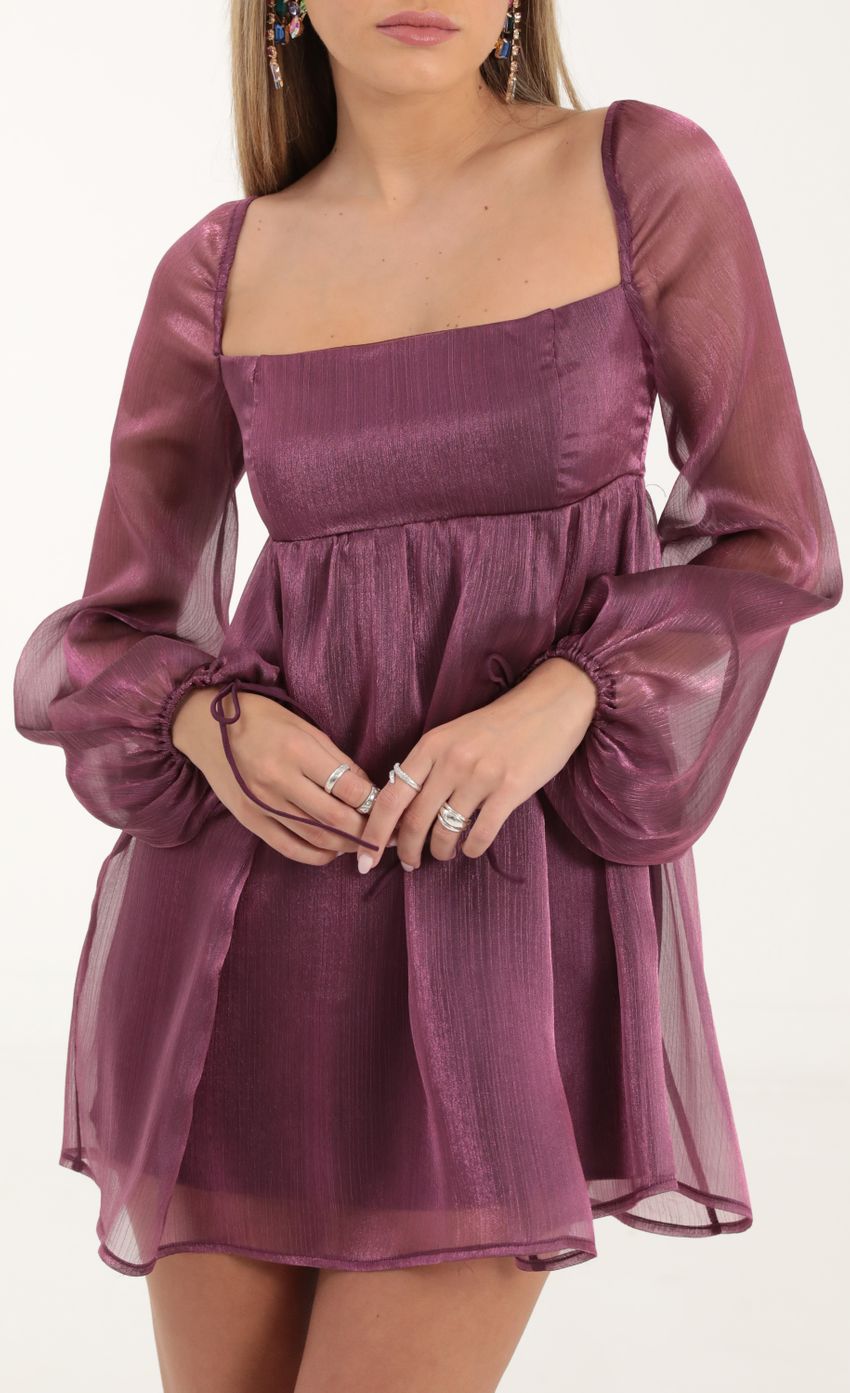 Picture Crinkle Long Sleeve Baby Doll Dress in Purple. Source: https://media-img.lucyinthesky.com/data/Oct22/850xAUTO/af55b273-11ff-4ec1-ab04-a669dfcfdd70.jpg