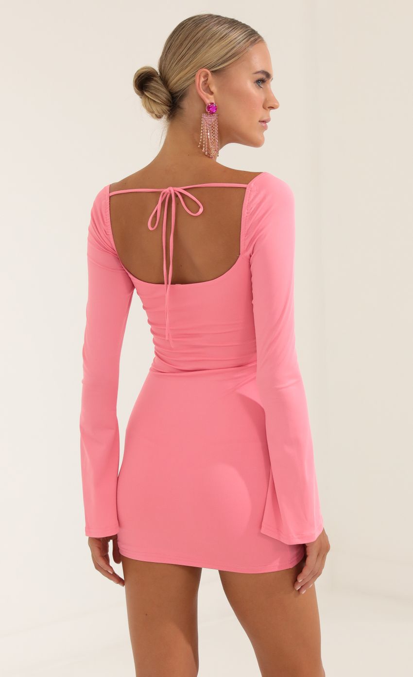 Picture Paola Long Sleeve Bodycon Dress in Pink. Source: https://media-img.lucyinthesky.com/data/Oct22/850xAUTO/b9eeb052-1ccd-46e6-805b-041f1793623f.jpg