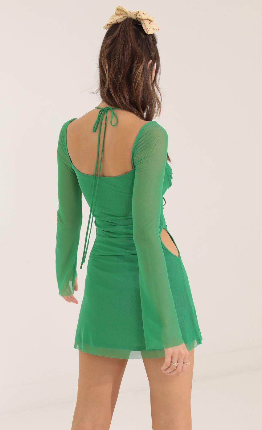 Picture Mesh Cutout Dress in Green. Source: https://media-img.lucyinthesky.com/data/Oct22/850xAUTO/c5aad735-3b3e-41ba-85e8-4b62e8f3eb0e.jpg