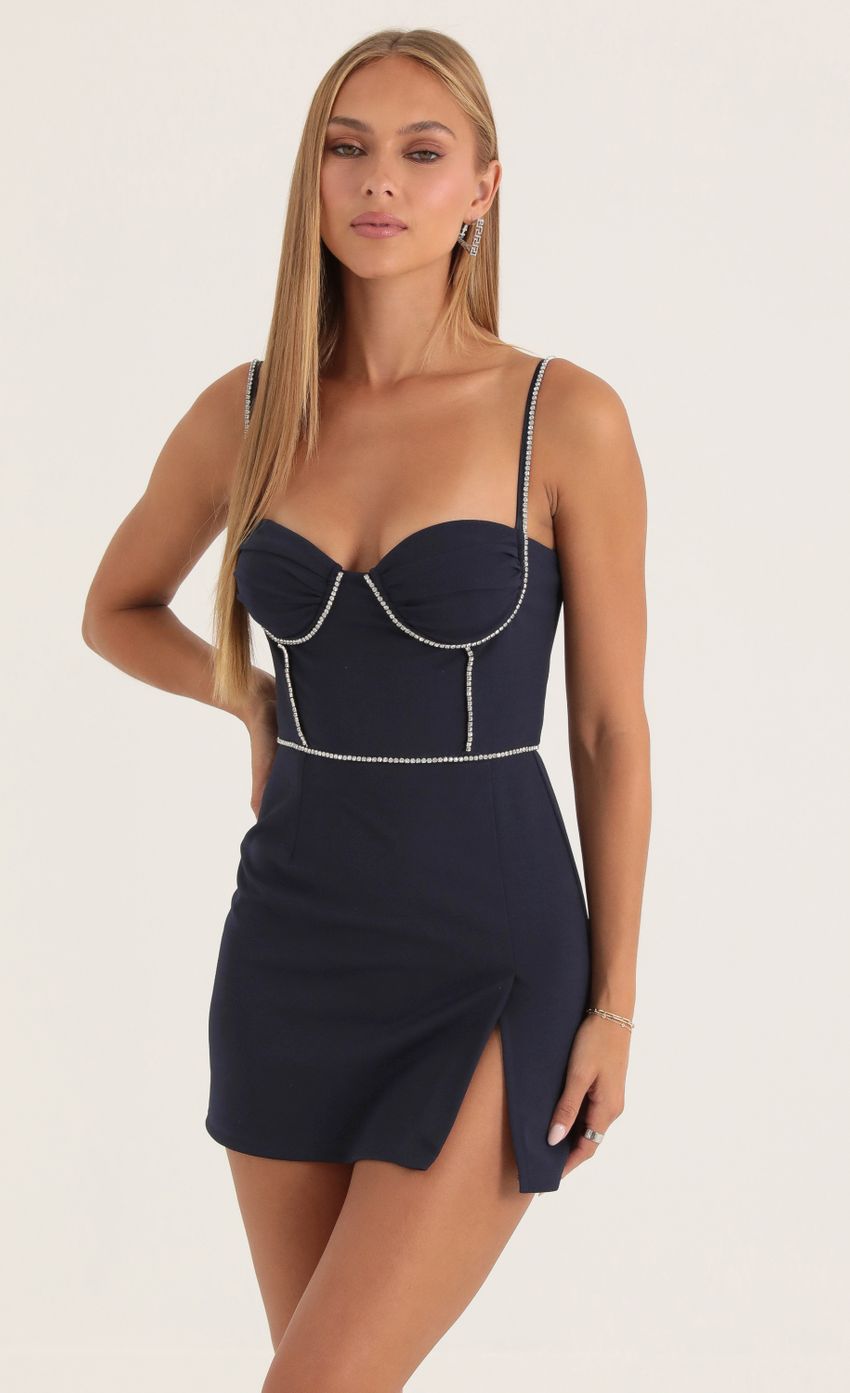 Picture Polina Crepe Rhinestone Corset Dress in Navy. Source: https://media-img.lucyinthesky.com/data/Oct22/850xAUTO/d4fedf88-226b-4c99-a6e6-d5928645007a.jpg