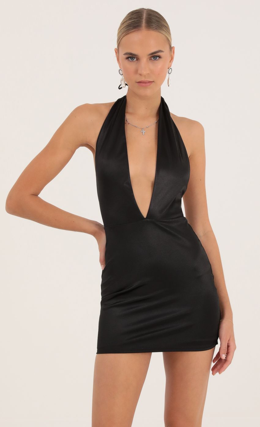 Picture Stretch Deep V Bodycon Dress in Black. Source: https://media-img.lucyinthesky.com/data/Oct22/850xAUTO/e19dc601-c804-46f5-9d14-8ee249042c86.jpg