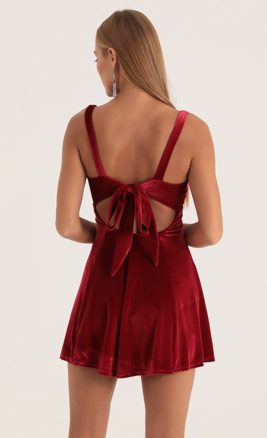 Picture Velvet A-Line Dress in Red. Source: https://media-img.lucyinthesky.com/data/Oct22/850xAUTO/e5cf1fe5-81c2-4ca4-b9f0-793994dd2da6.jpg
