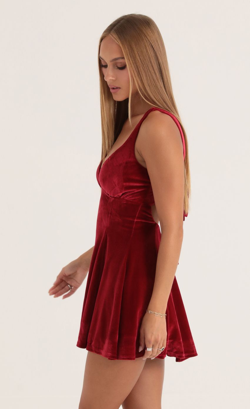 Picture Velvet A-Line Dress in Red. Source: https://media-img.lucyinthesky.com/data/Oct22/850xAUTO/efef6438-3177-433a-8f5b-e12124a850cf.jpg