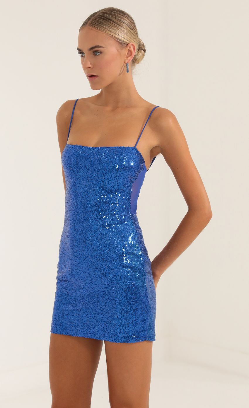 Picture Sequin Open Back Bodycon Dress in Blue. Source: https://media-img.lucyinthesky.com/data/Oct22/850xAUTO/f62f7887-93d8-4474-9ba0-161cb1d9640a.jpg