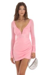 Picture Solange V-Neck Long Sleeve Dress in Pink. Source: https://media-img.lucyinthesky.com/data/Oct23/150xAUTO/e832a1a0-74e4-41fe-b0f0-366366c5ec51.jpg