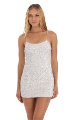Picture Bodycon Dress in White Iridescent. Source: https://media-img.lucyinthesky.com/data/Oct23/150xAUTO/fc9cf4bb-796a-47ad-8f0c-618b85da42f8.jpg