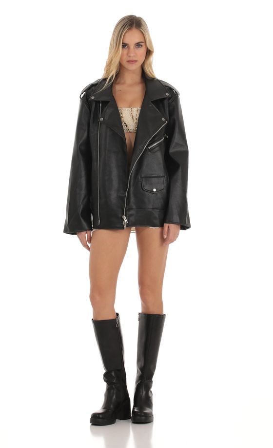 Oversized Moto Jacket in Black