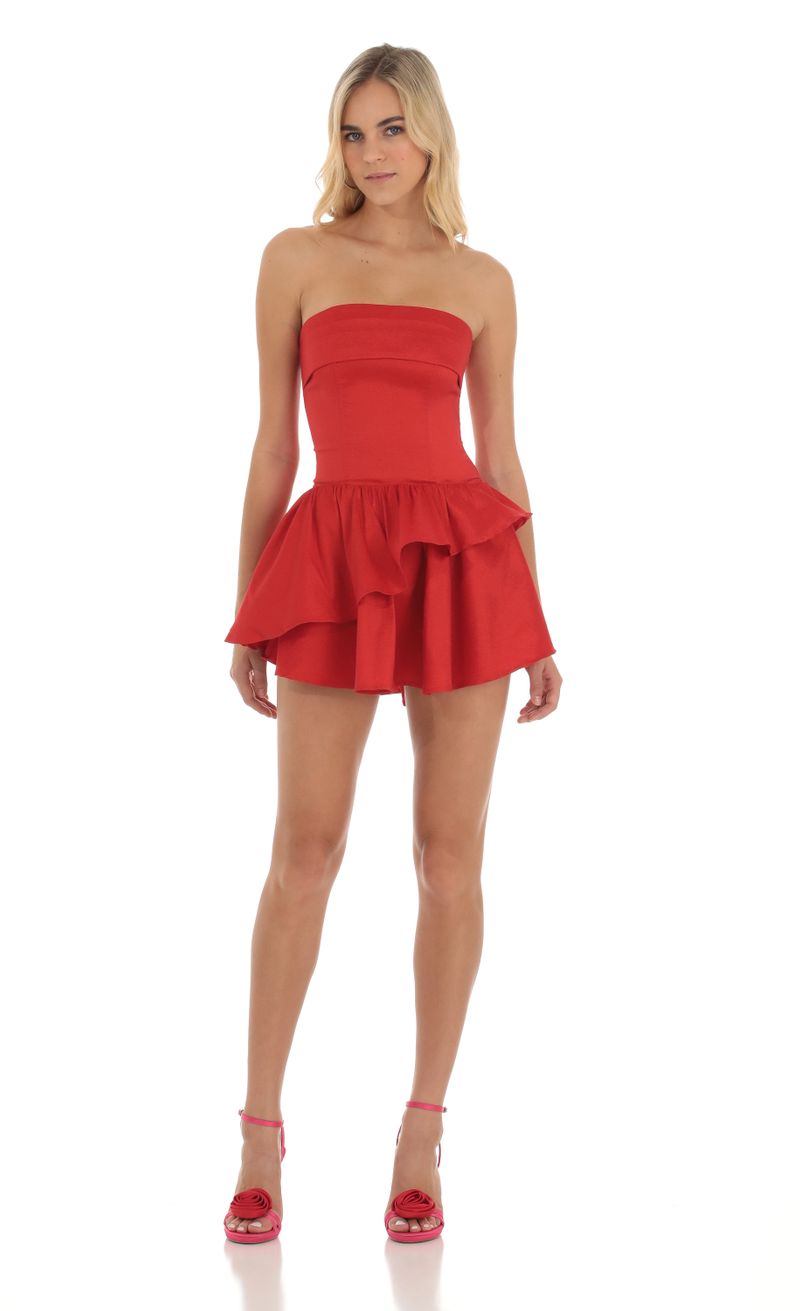 Corset Strapless Dress in Red | LUCY IN THE SKY