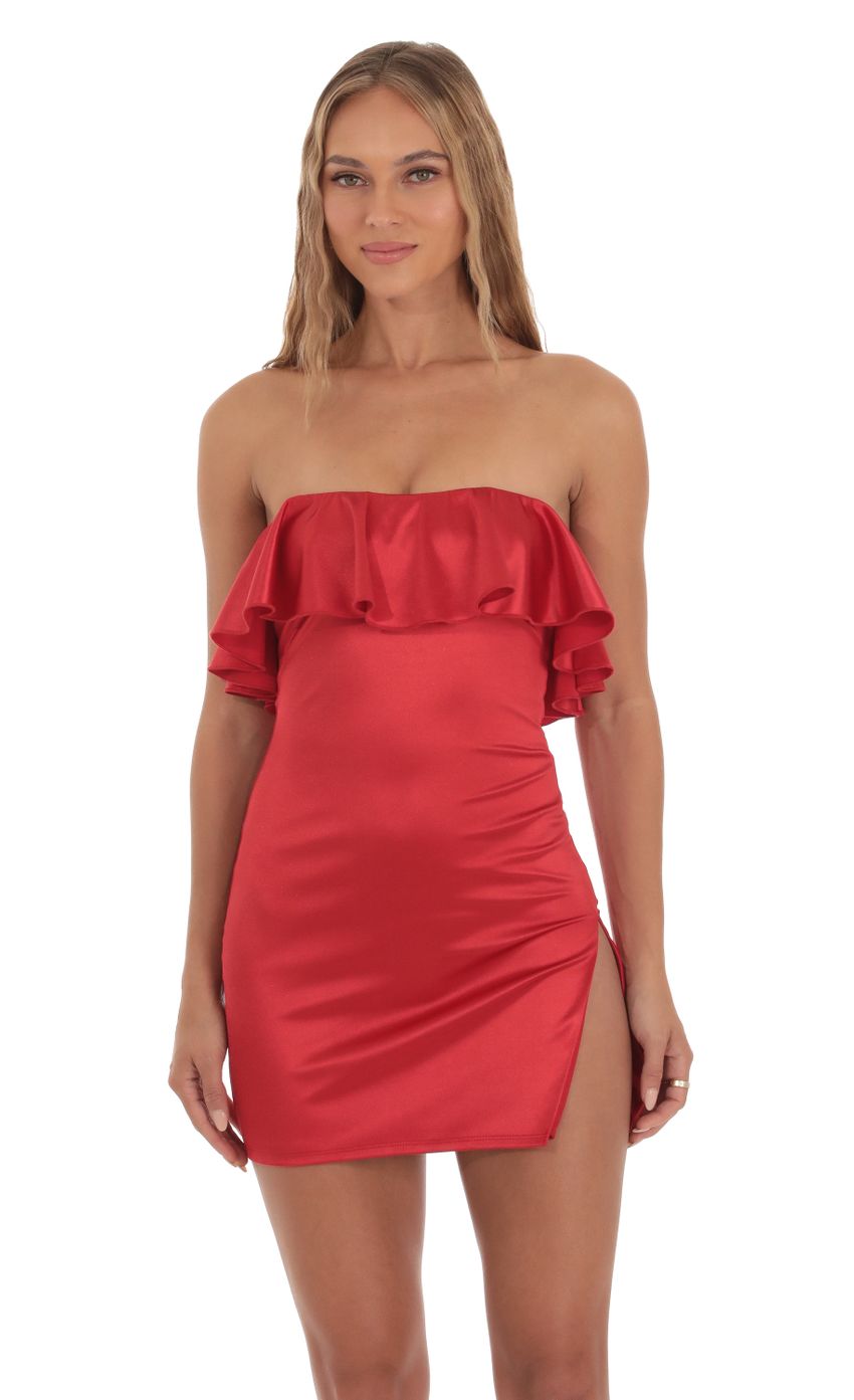 Picture Satin Bodycon Mini Dress in Red. Source: https://media-img.lucyinthesky.com/data/Oct23/850xAUTO/02f41b14-9819-4769-86d8-6d8f26e6e1c1.jpg