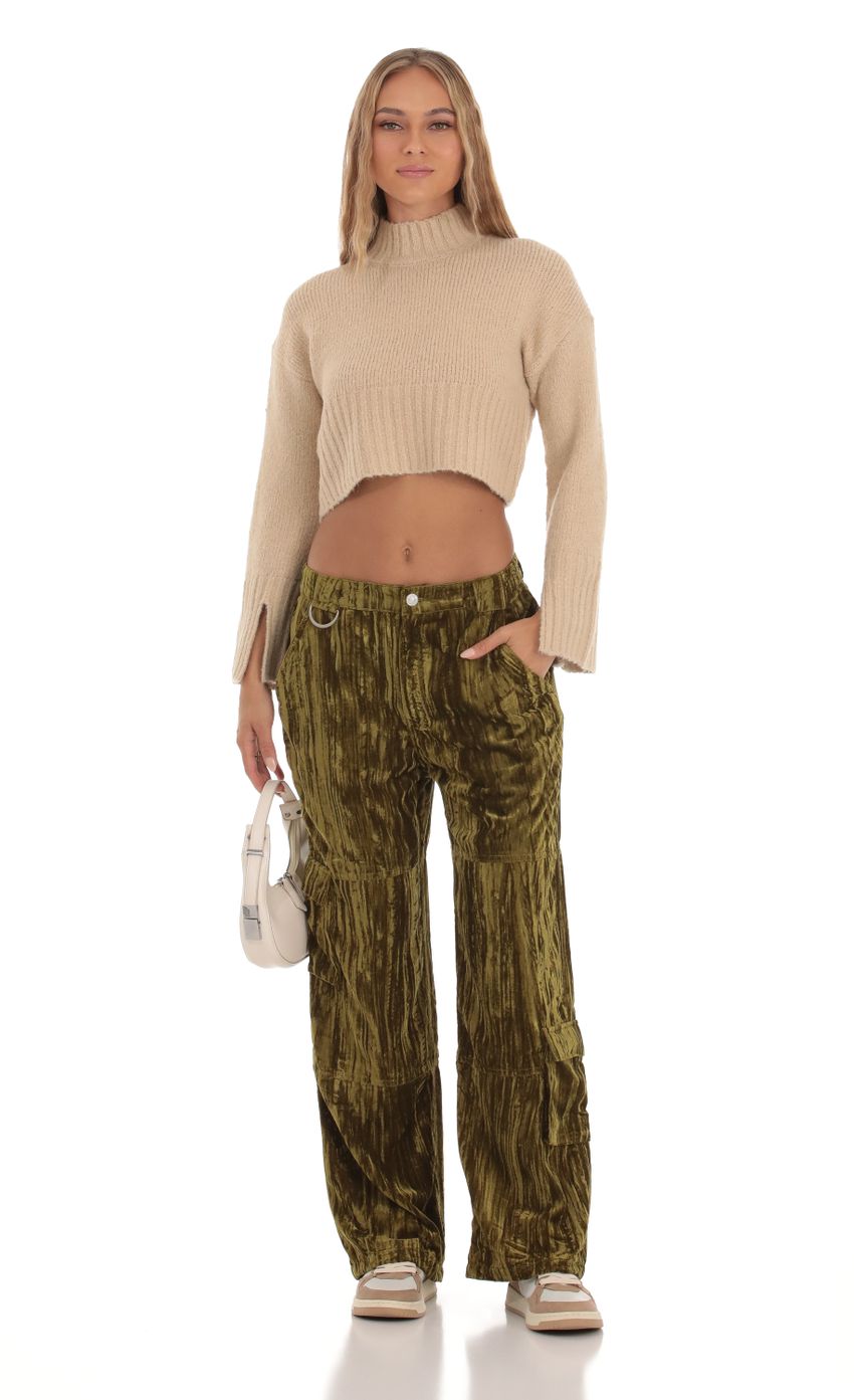 Picture Velvet Cargo Pants in Green. Source: https://media-img.lucyinthesky.com/data/Oct23/850xAUTO/05bfc833-1f60-4e39-b1eb-9598578ef5a9.jpg