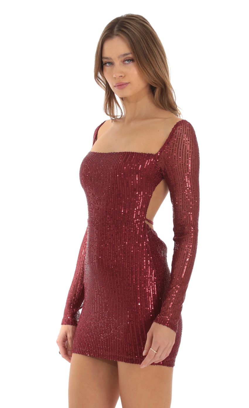 Picture Sequin Long Sleeve Bodycon Dress in Red. Source: https://media-img.lucyinthesky.com/data/Oct23/850xAUTO/0681473a-11bd-4d57-b84c-4b4a01cbbff4.jpg