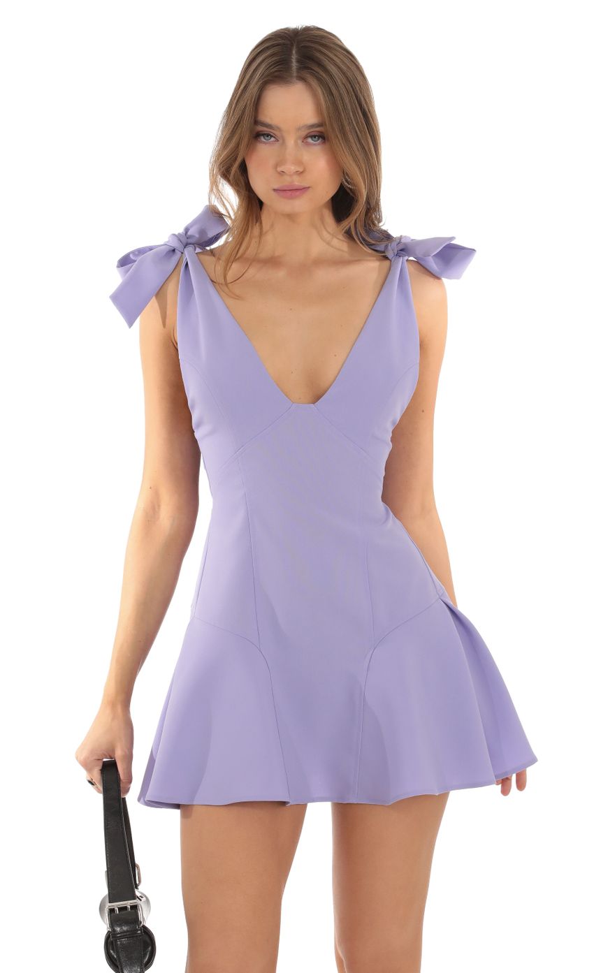Picture Leighton V-Neck Flare Dress in Lavender. Source: https://media-img.lucyinthesky.com/data/Oct23/850xAUTO/17db7552-ed68-4539-b10e-69bc86167b4e.jpg