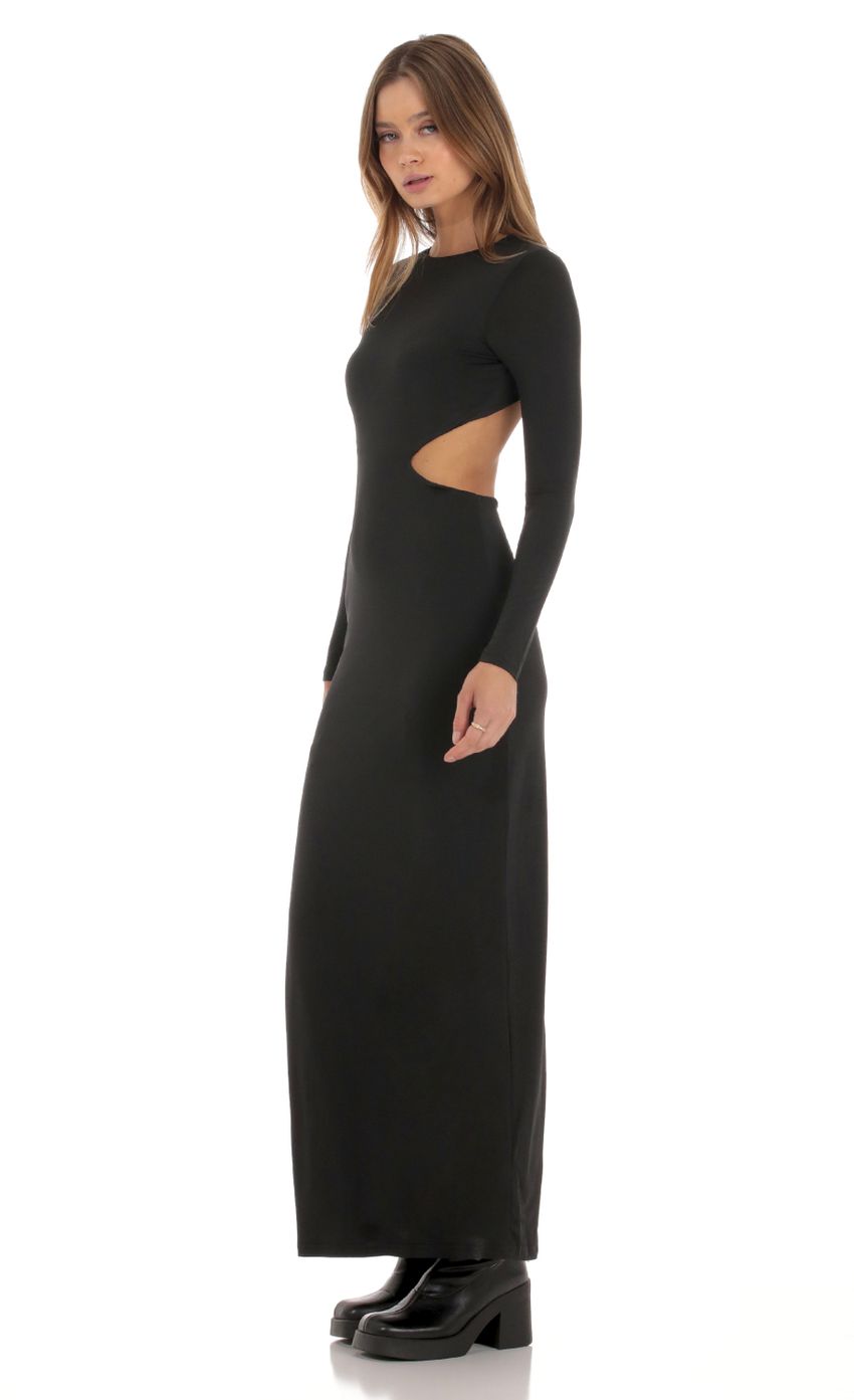 Picture Cutout Open Back Dress in Black. Source: https://media-img.lucyinthesky.com/data/Oct23/850xAUTO/2013fde4-67ef-42d4-a73b-96b0c2ac8661.jpg