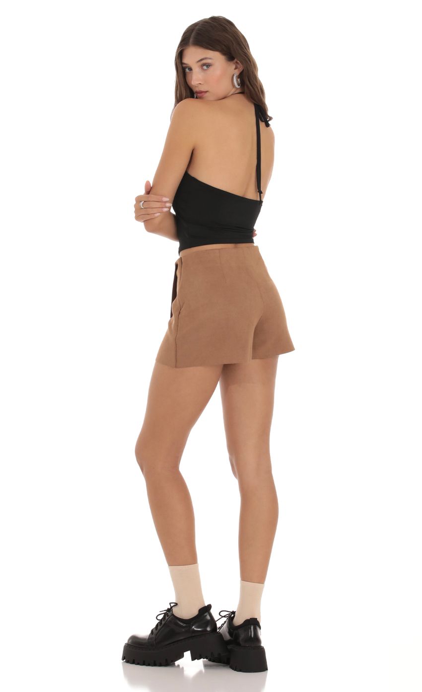 Picture Faux Suede Skort in Brown. Source: https://media-img.lucyinthesky.com/data/Oct23/850xAUTO/2c69945c-6767-451e-98dc-d604430ce984.jpg