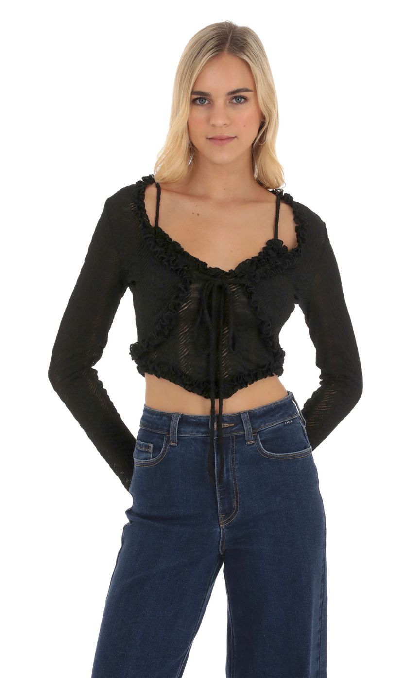 Product image for Lace Two Piece Top Set in Black