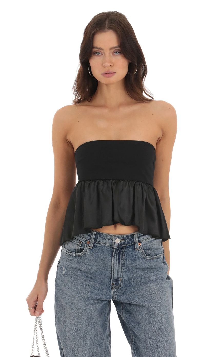 Product image for Lacie Peplum Crop Top in Black
