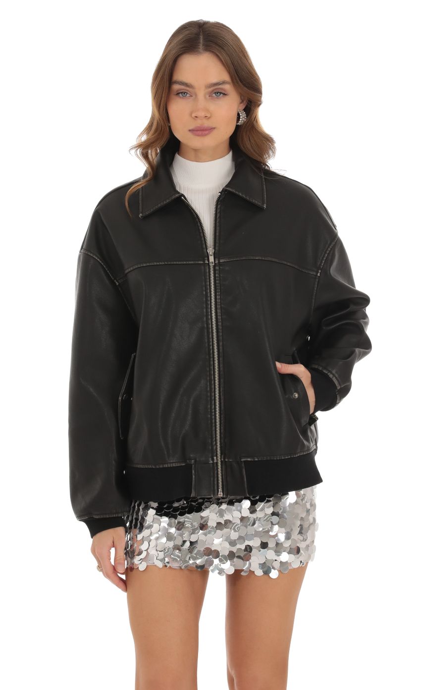 Picture Faux Leather Jacket in Black. Source: https://media-img.lucyinthesky.com/data/Oct23/850xAUTO/5395dc02-dc1f-47d2-93d2-e0eafd9d3c50.jpg