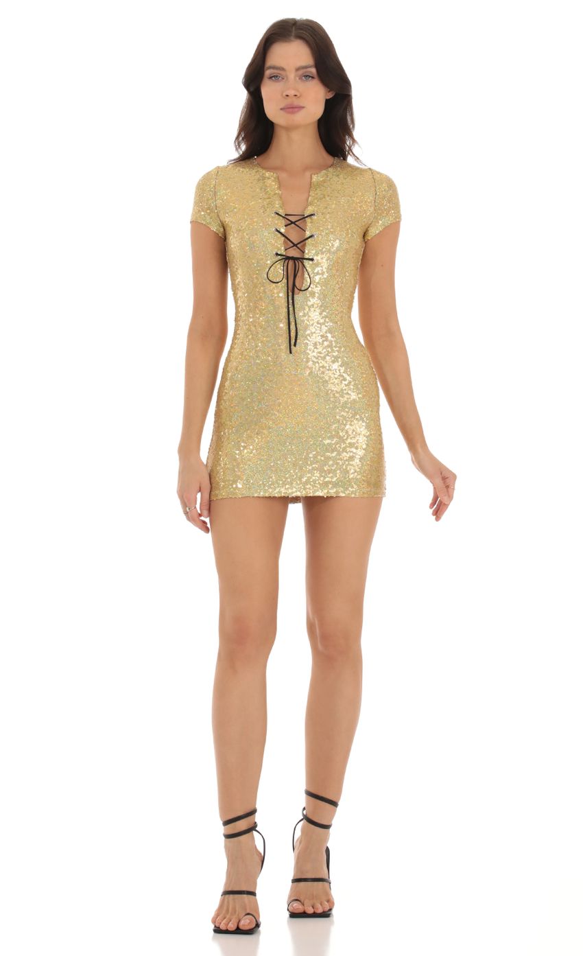 Picture Sequin Plunge Neck Bodycon Dress in Gold. Source: https://media-img.lucyinthesky.com/data/Oct23/850xAUTO/5b3d1885-fc93-4035-940e-fe55f766f45a.jpg