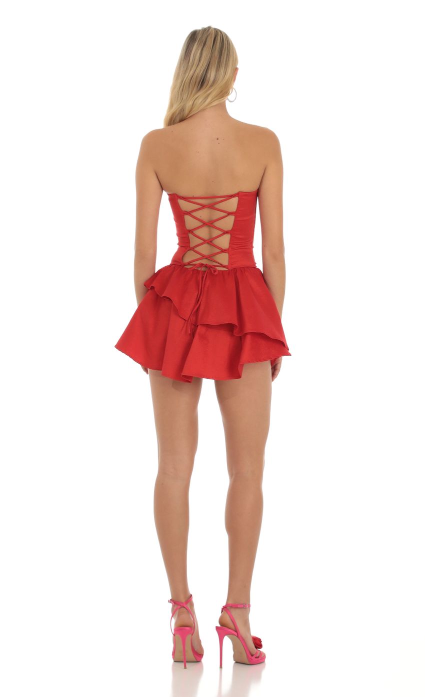 Picture Corset Strapless Dress in Red. Source: https://media-img.lucyinthesky.com/data/Oct23/850xAUTO/6a33d136-59f8-4779-8183-c5c9861c69f1.jpg