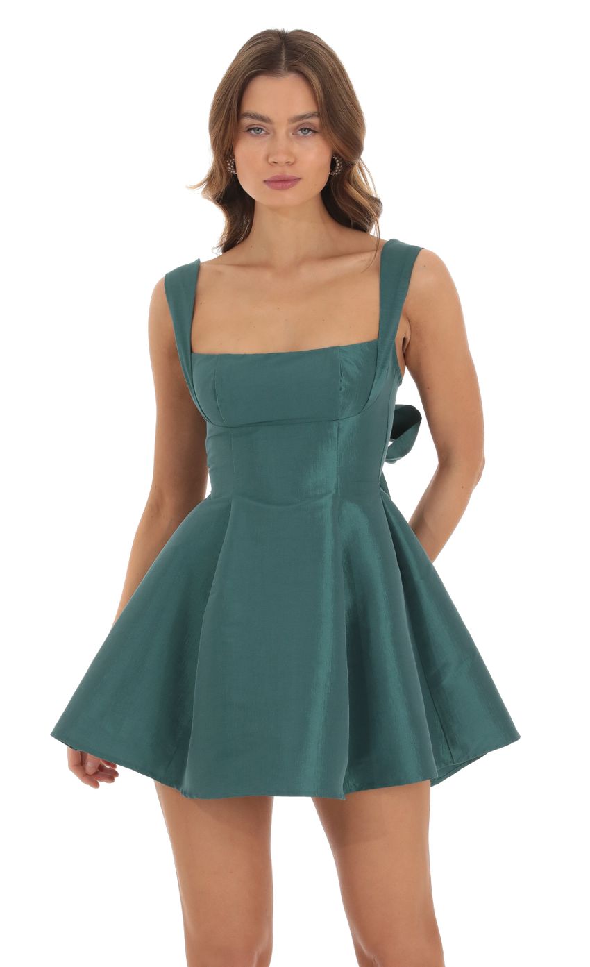 Picture Foxie Taffeta Fit and Flare Dress in Teal. Source: https://media-img.lucyinthesky.com/data/Oct23/850xAUTO/7391d9ef-c522-4fff-bdfa-b98e3450e7d9.jpg