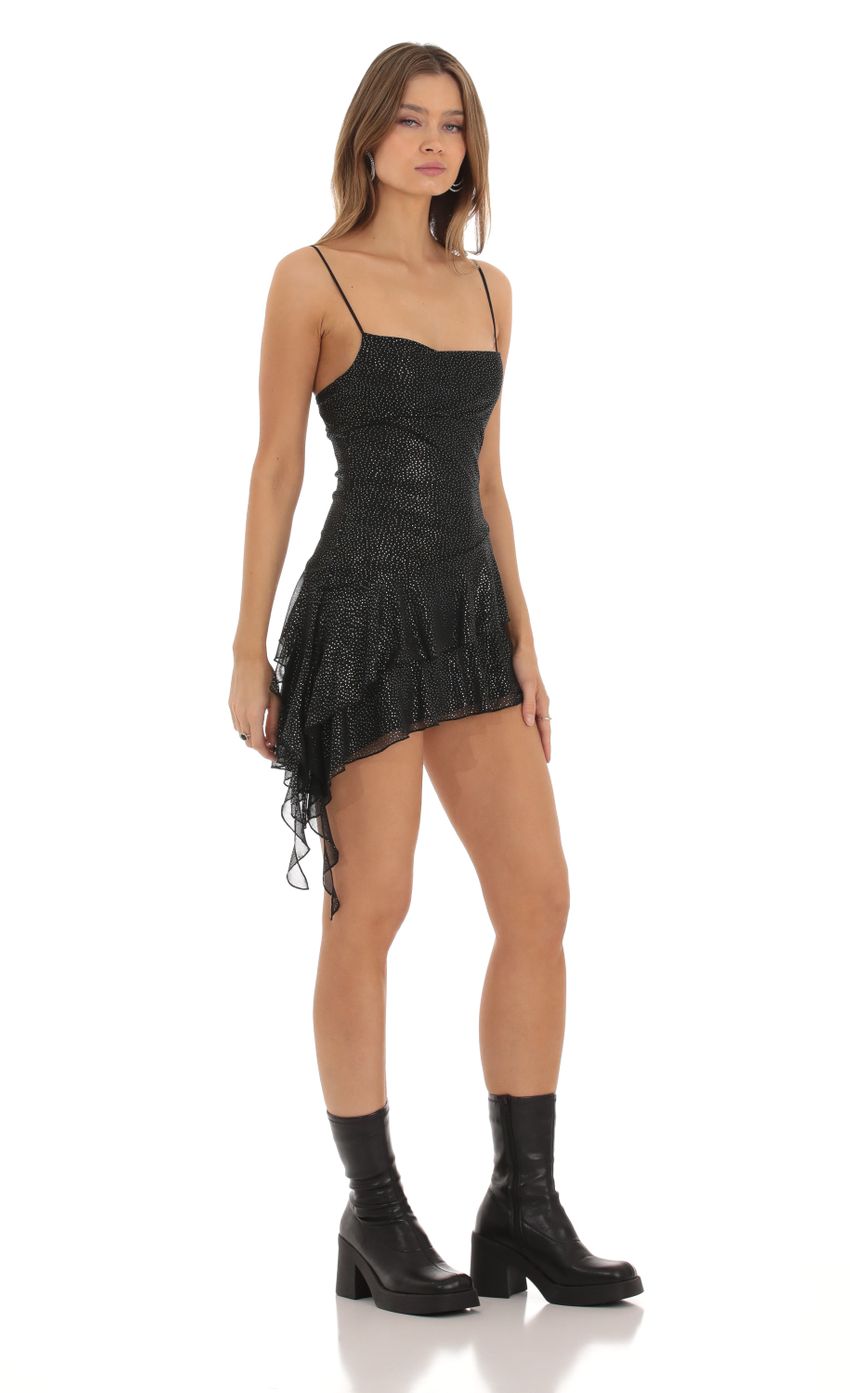 Picture Hadleigh Shimmer Mesh Tassel Dress in Black. Source: https://media-img.lucyinthesky.com/data/Oct23/850xAUTO/7bc04080-4982-4fee-974f-30c3e14b68e2.jpg