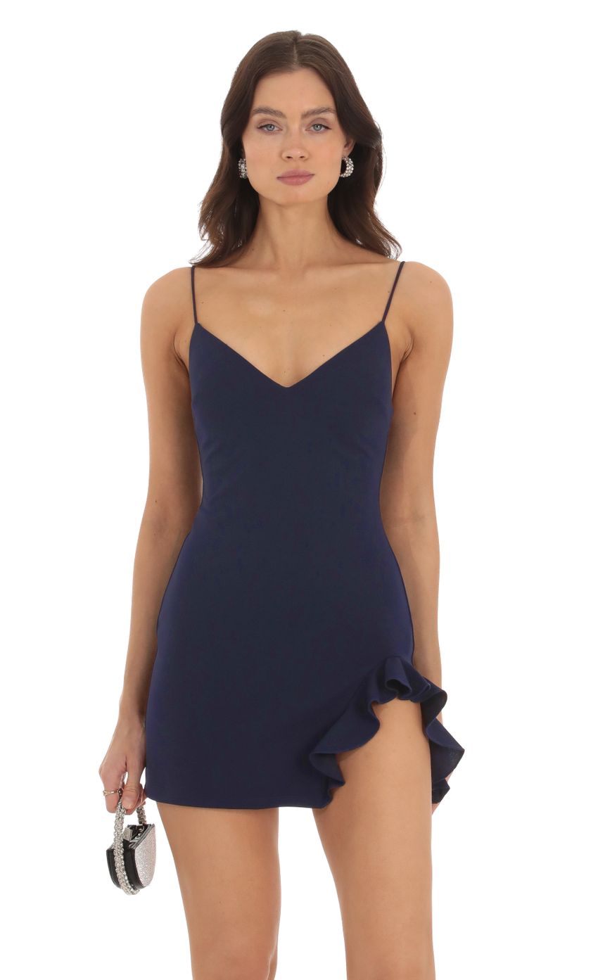 Picture V-Neck Dress in Navy. Source: https://media-img.lucyinthesky.com/data/Oct23/850xAUTO/7eacb10d-8aed-4c7b-bdba-be2fc664ef19.jpg