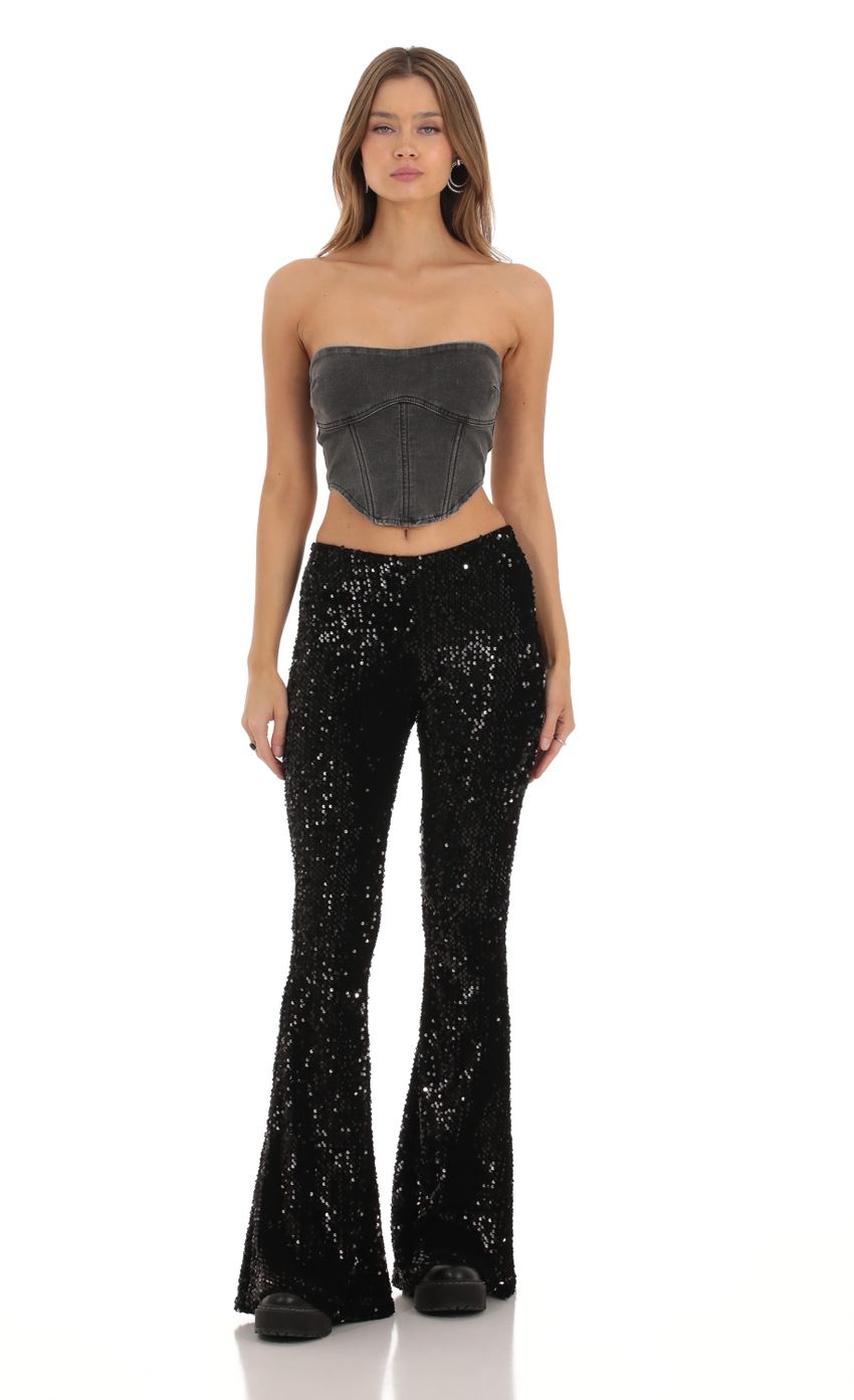 Picture Velvet Sequin Pants in Black. Source: https://media-img.lucyinthesky.com/data/Oct23/850xAUTO/93fd72ec-13d7-4fa0-bc0b-fa18779bc9d7.jpg