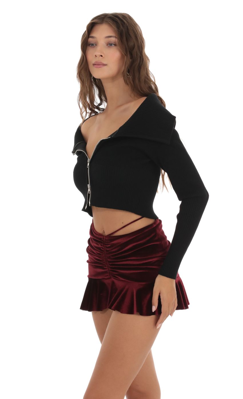 Picture Velvet Ruched Skirt in Burgundy. Source: https://media-img.lucyinthesky.com/data/Oct23/850xAUTO/a2b15539-87c5-4e1e-8853-8efe55552070.jpg