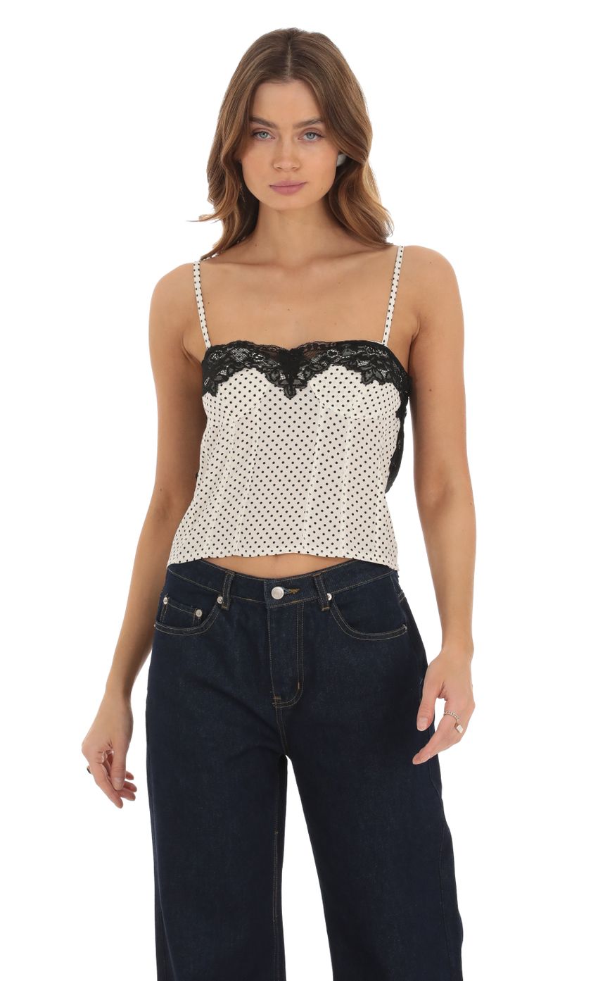 Product image for Lace Crop Top in Dotted Print